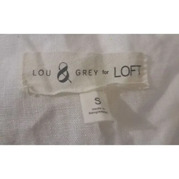 Lou & Grey Womens Small LAGENLOOK Beachy Midi Dress Ivory 100% Linen Pockets - Picture 7 of 9